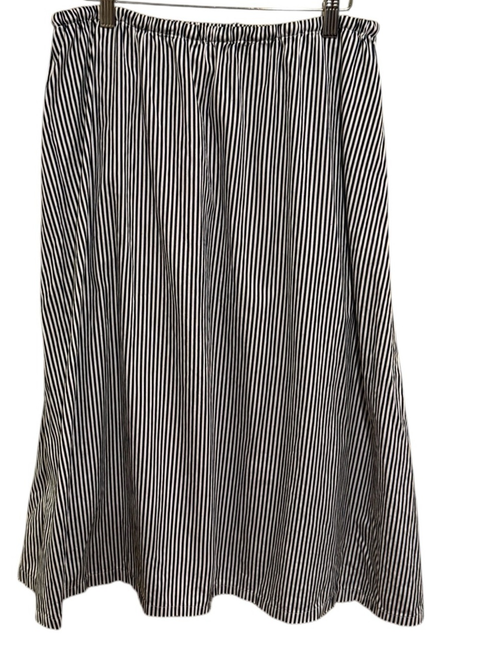 Banana Republic Navy & White Vertical Stripe Midi Skirt